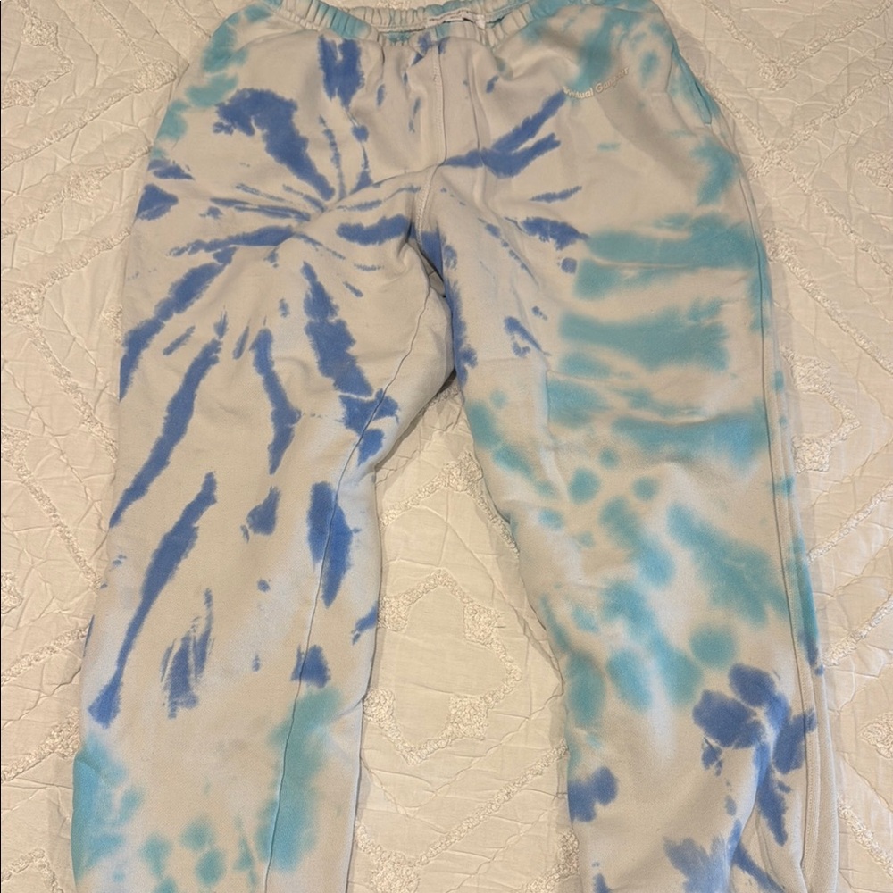 Blue and White Tie-Dye Sweatpants